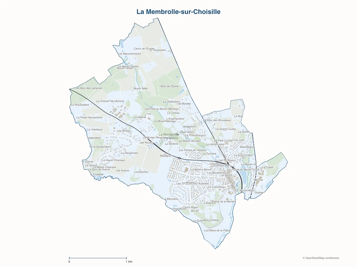 Carte de La Membrolle-sur-Choisille à personnaliser