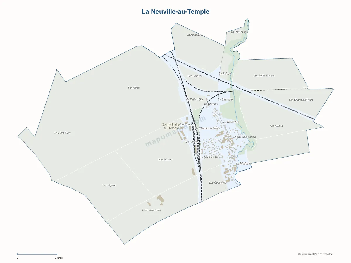 Carte de La Neuville-au-Temple à personnaliser