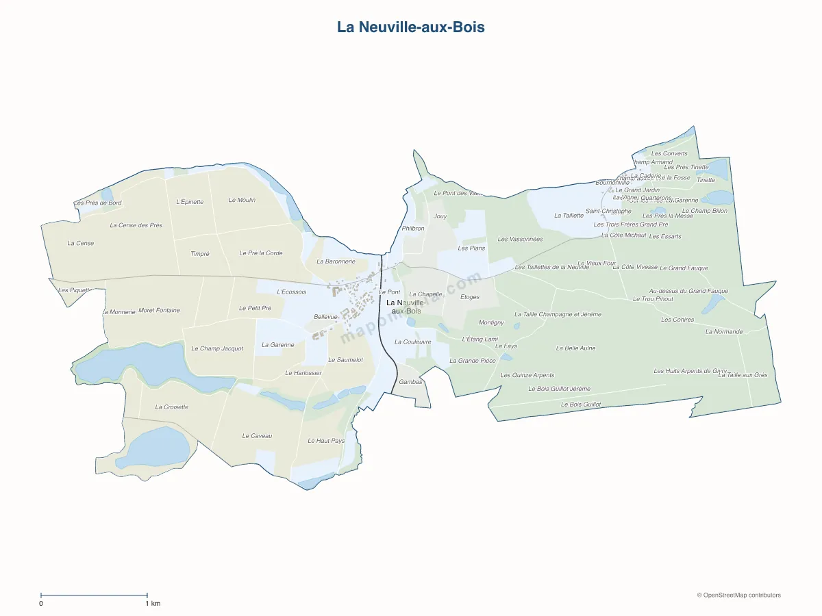 Carte de La Neuville-aux-Bois à personnaliser