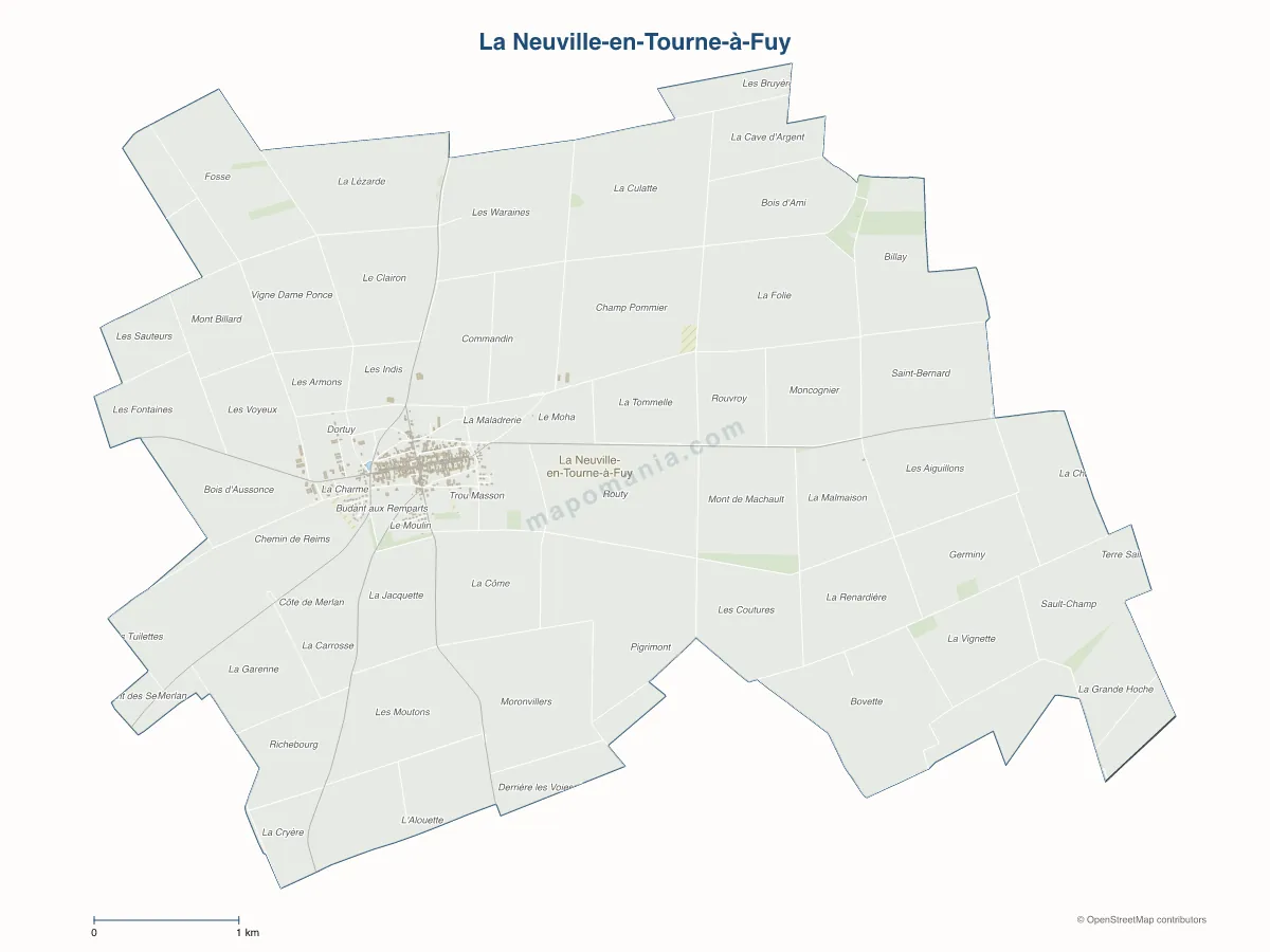 Carte de La Neuville-en-Tourne-à-Fuy à personnaliser