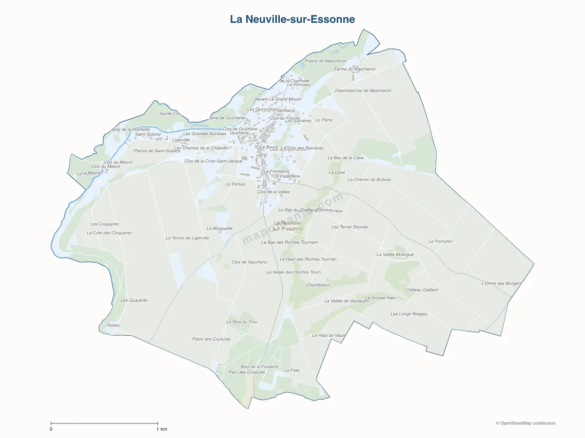 Carte de La Neuville-sur-Essonne à personnaliser