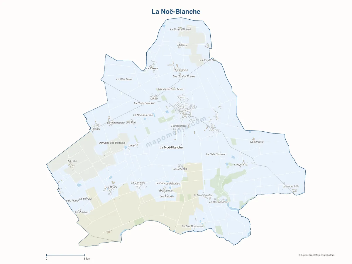 Carte de La Noë-Blanche à personnaliser