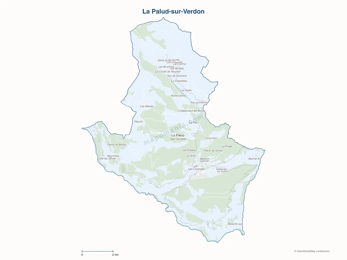 Carte de La Palud-sur-Verdon à personnaliser