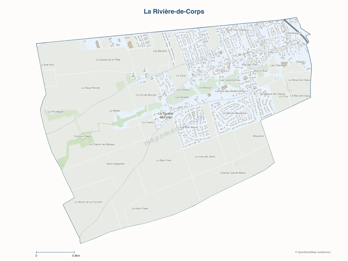 Carte de La Rivière-de-Corps à personnaliser