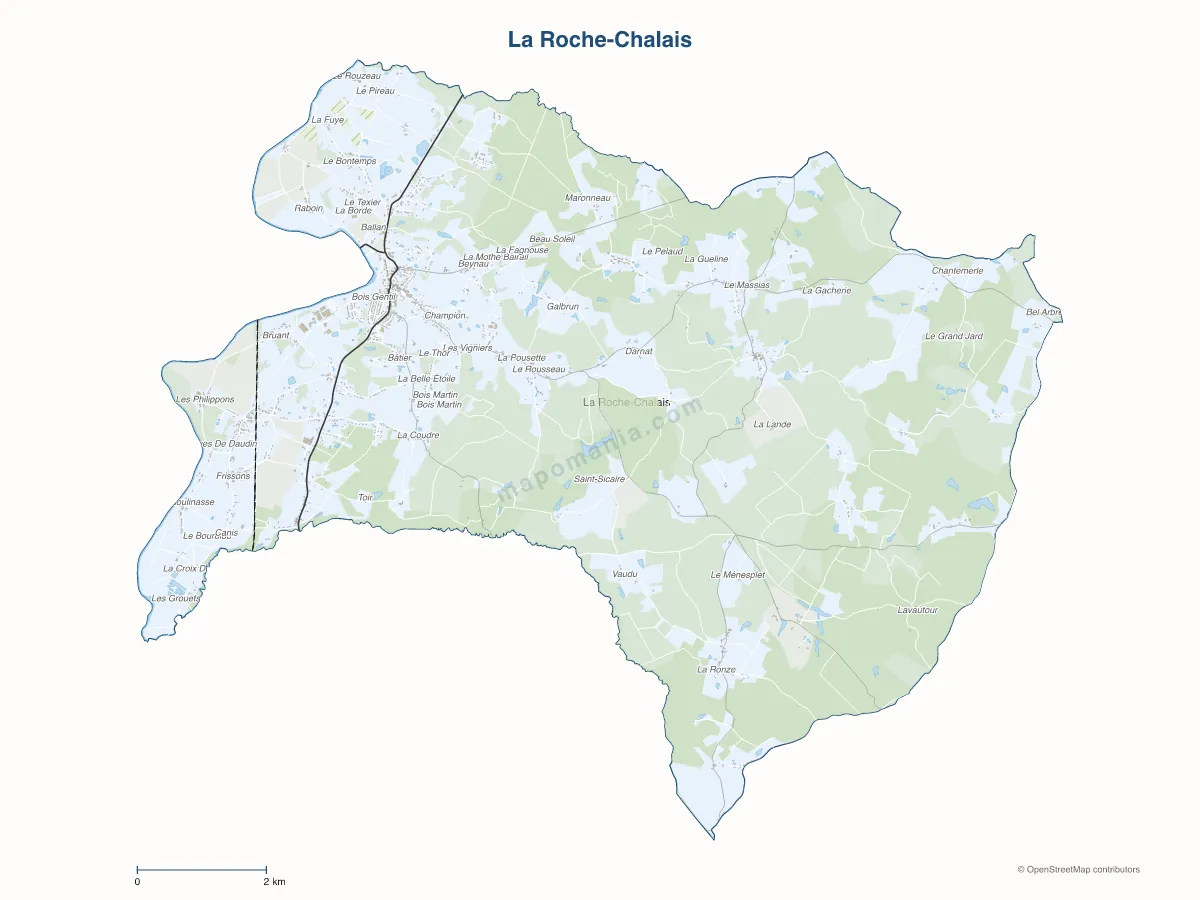Carte de La Roche-Chalais à personnaliser