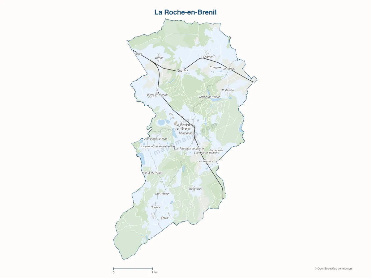 Carte de La Roche-en-Brenil à personnaliser
