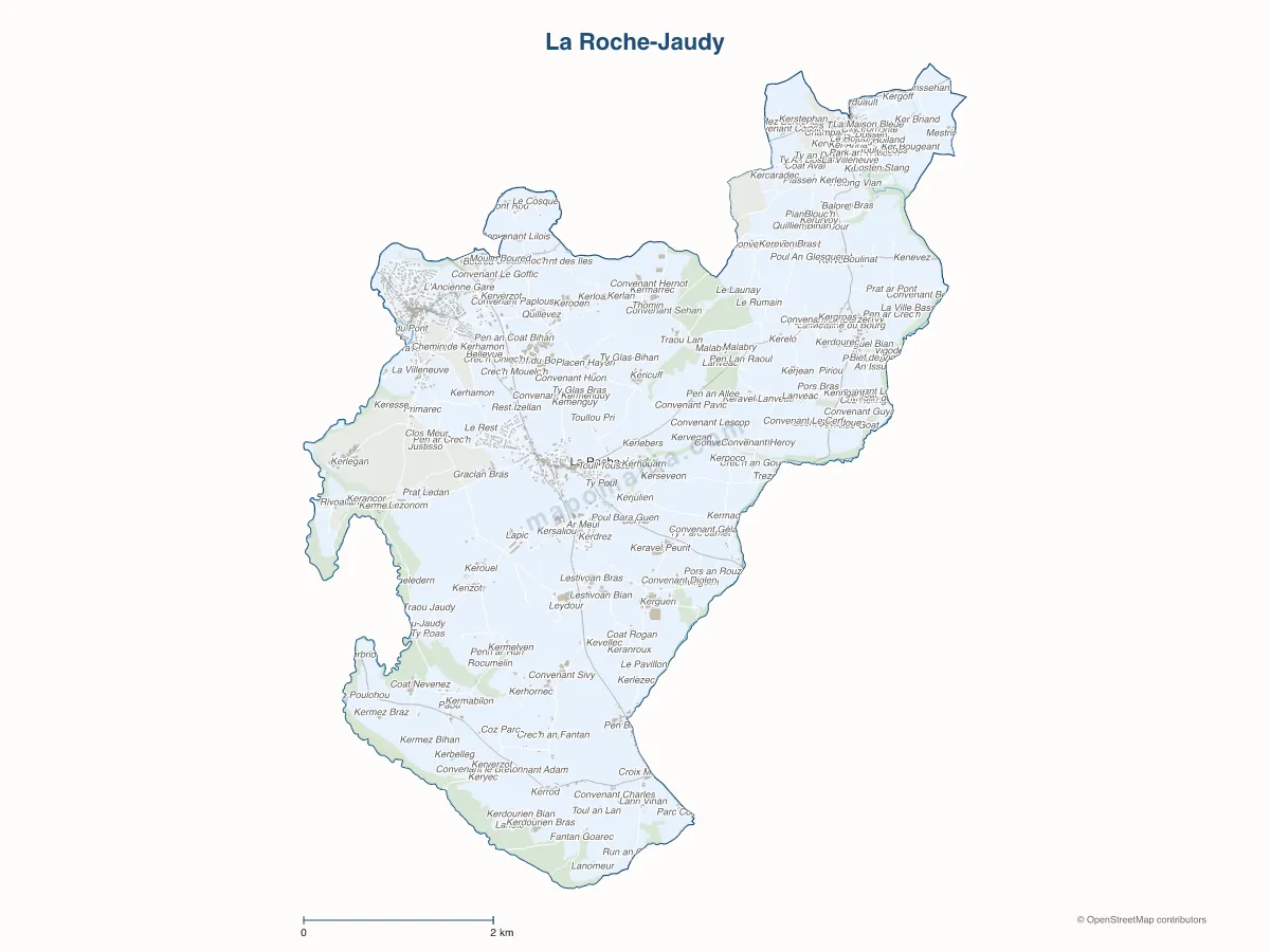 Carte de La Roche-Jaudy à personnaliser