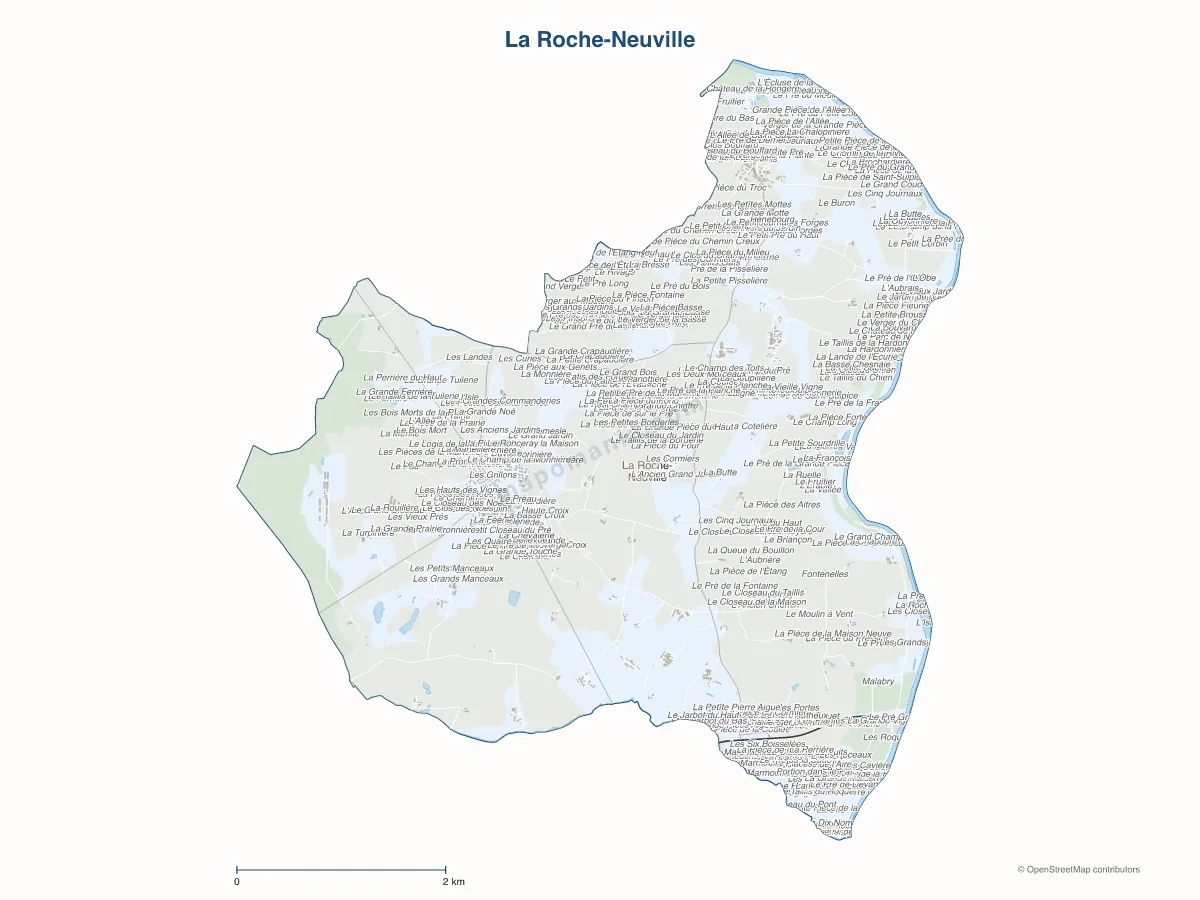 Carte de La Roche-Neuville à personnaliser