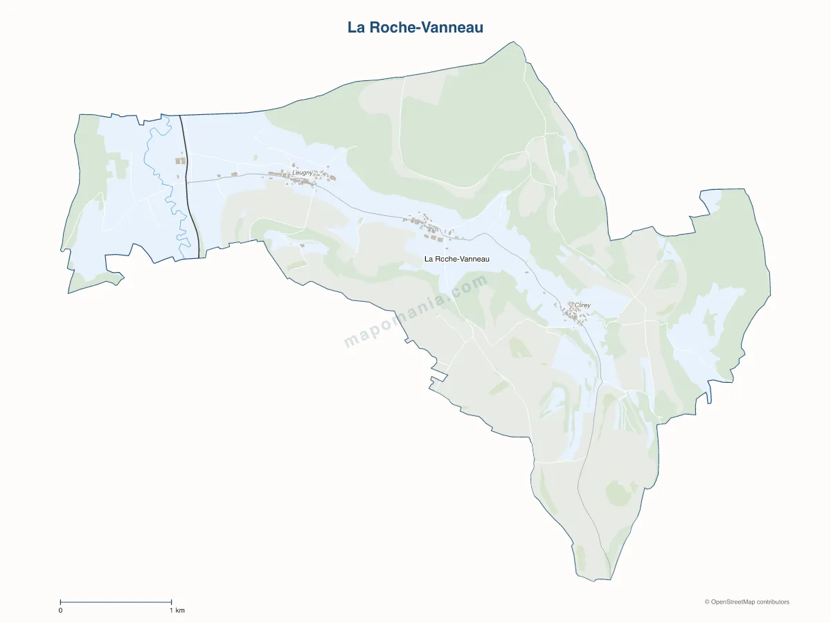 Carte de La Roche-Vanneau à personnaliser