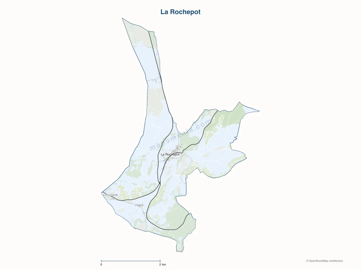 Carte de La Rochepot à personnaliser