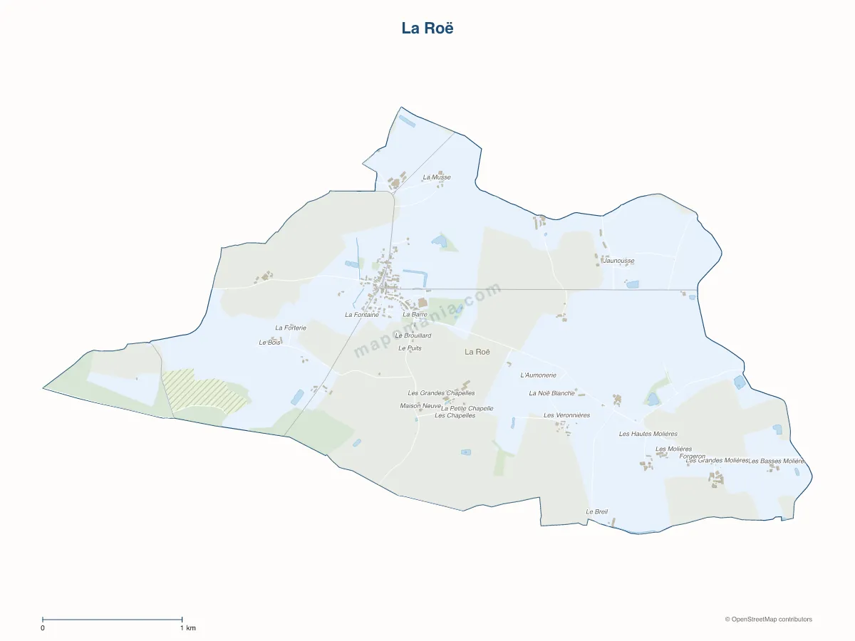 Carte de La Roë à personnaliser