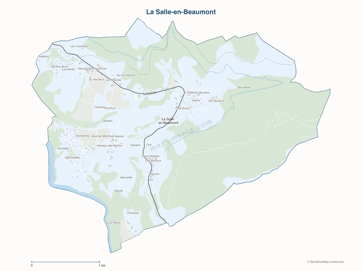 Carte de La Salle-en-Beaumont à personnaliser