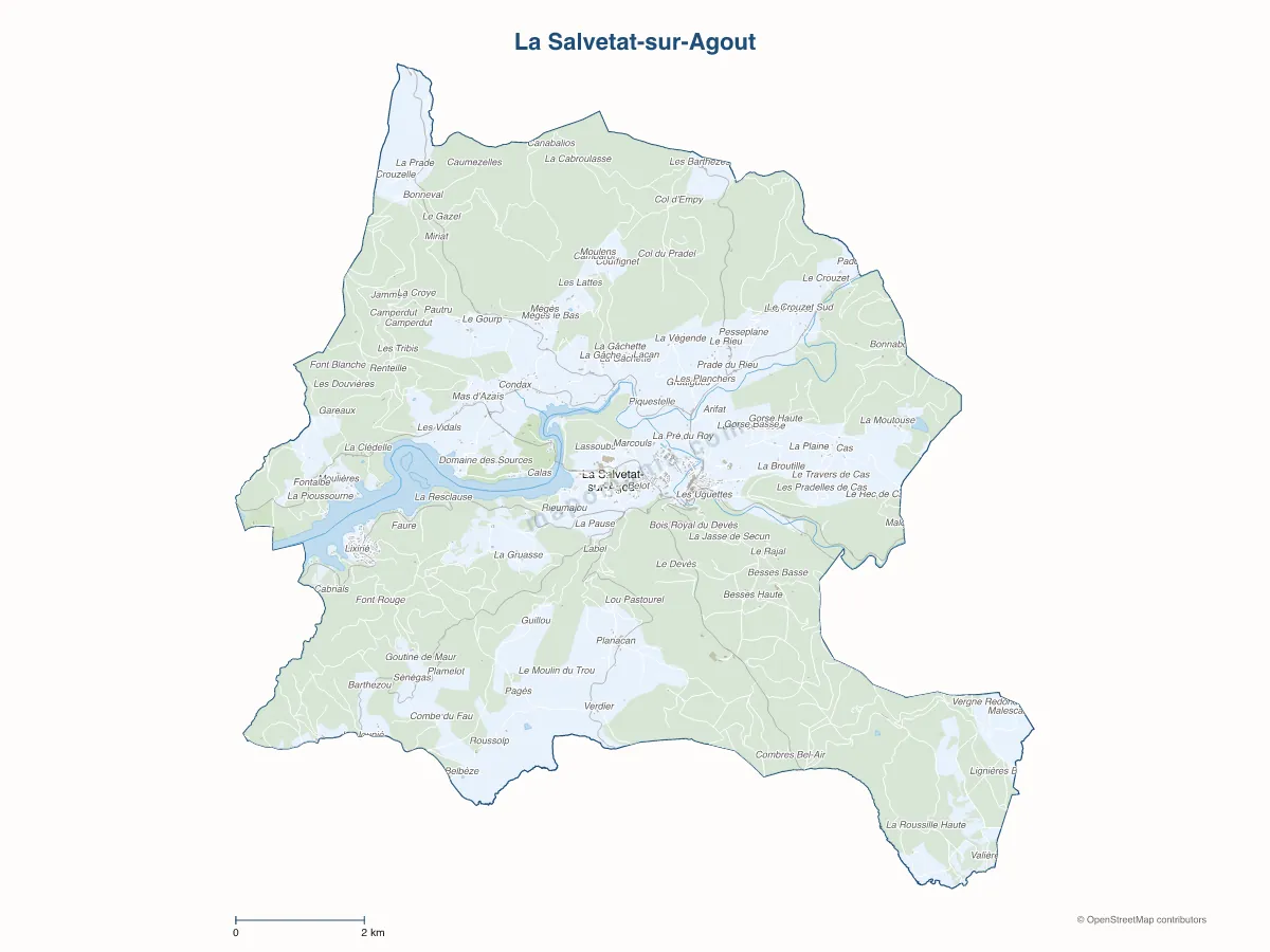 Carte de La Salvetat-sur-Agout à personnaliser
