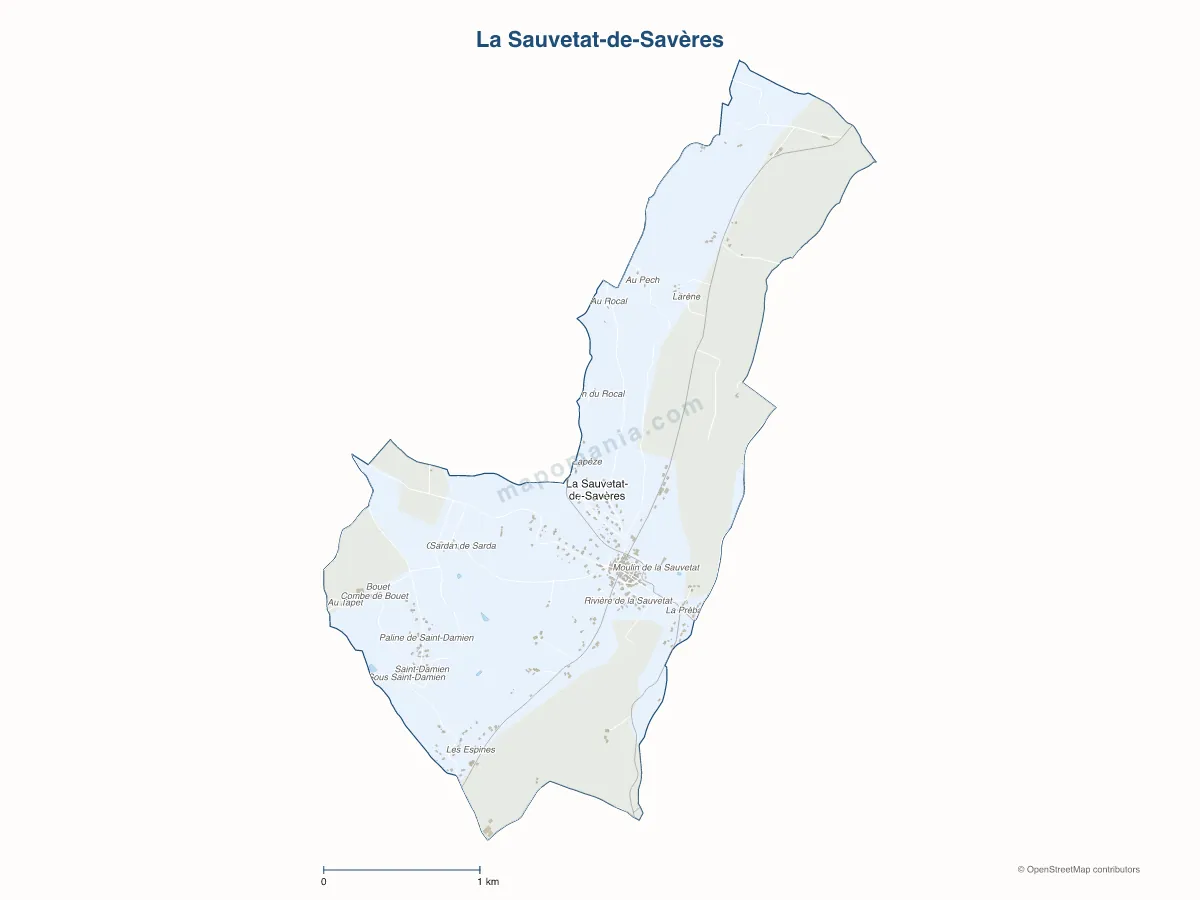 Carte de La Sauvetat-de-Savères à personnaliser