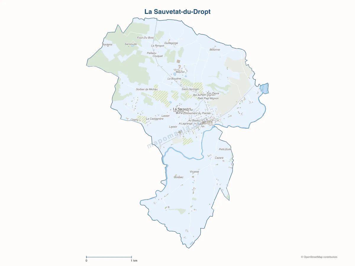Carte de La Sauvetat-du-Dropt à personnaliser