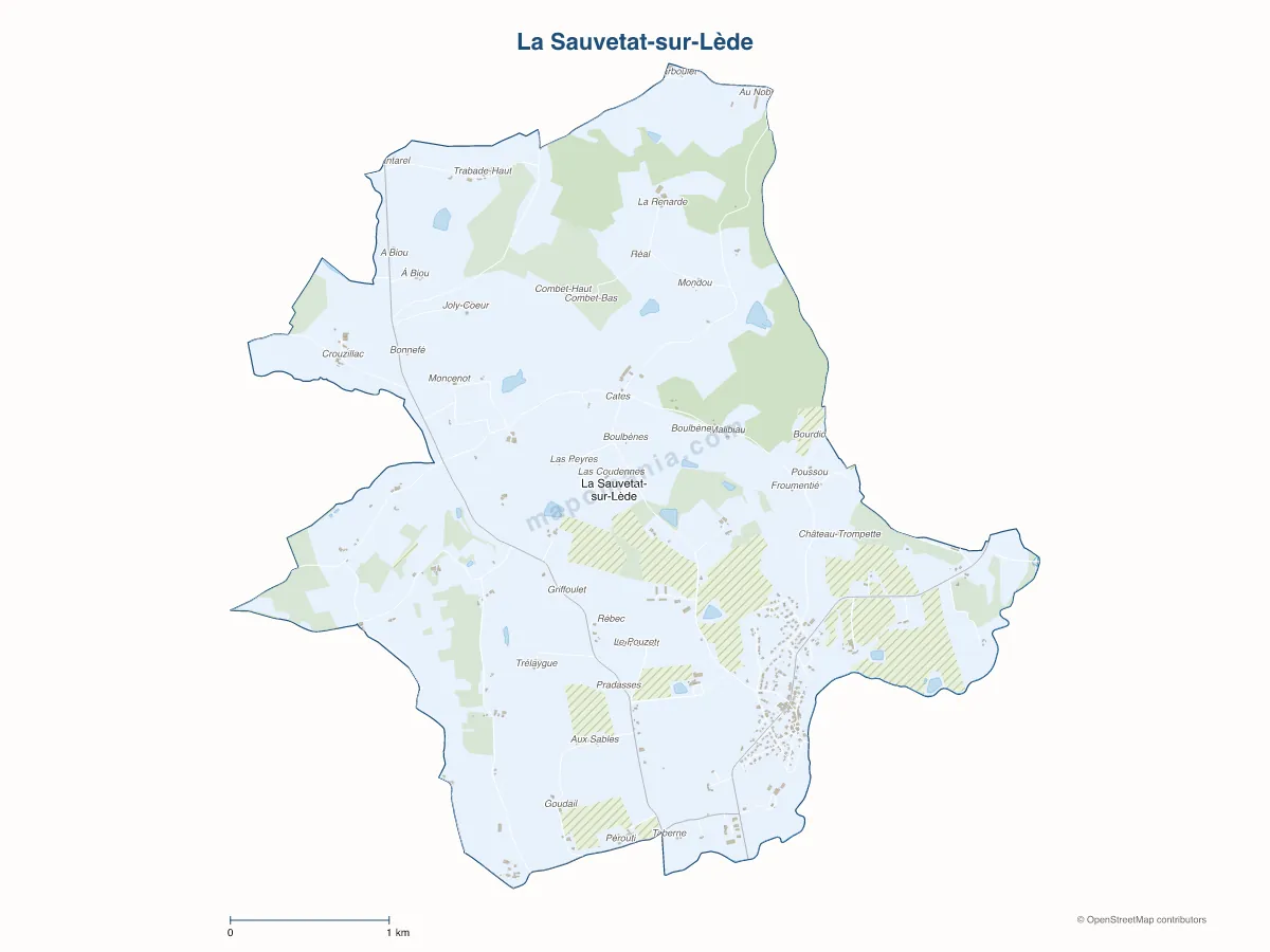Carte de La Sauvetat-sur-Lède à personnaliser