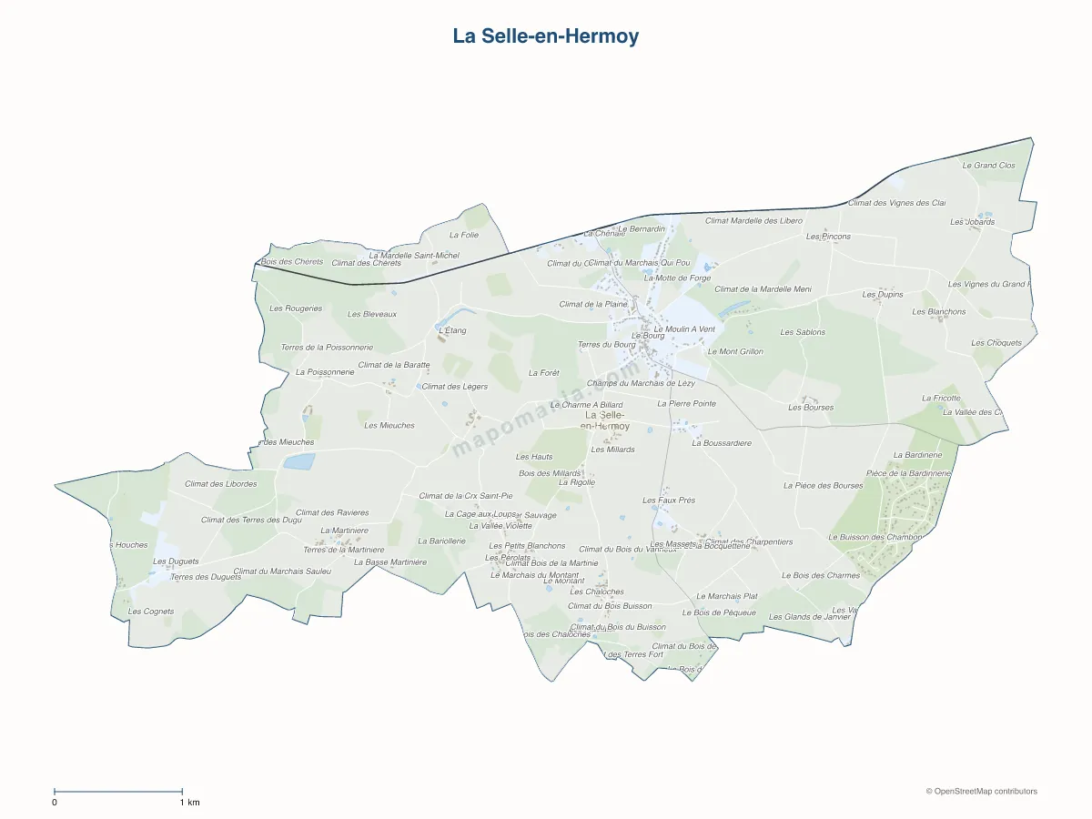 Carte de La Selle-en-Hermoy à personnaliser