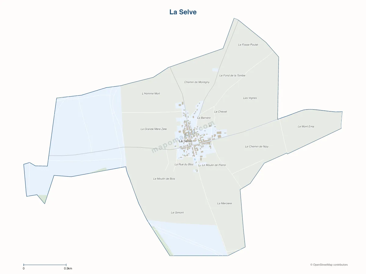 Carte de La Selve à personnaliser