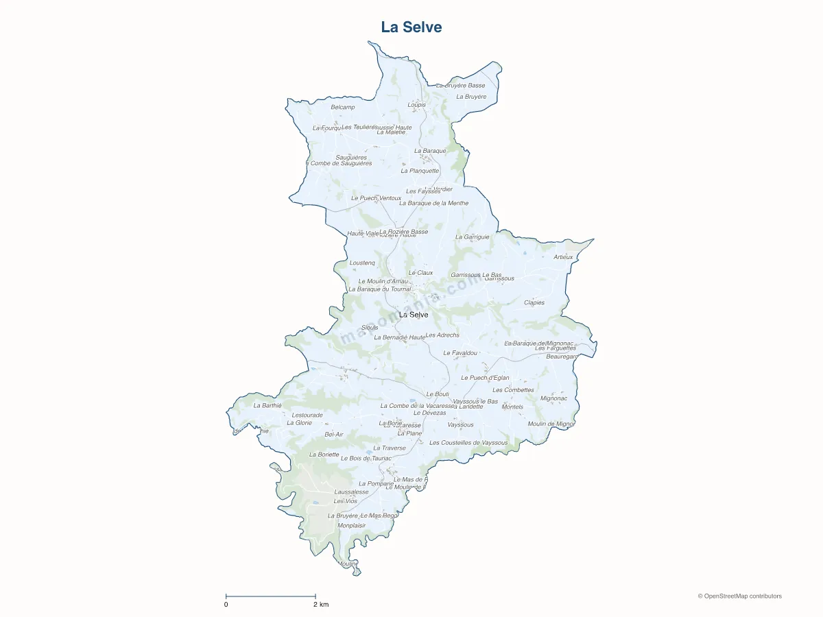 Carte de La Selve à personnaliser