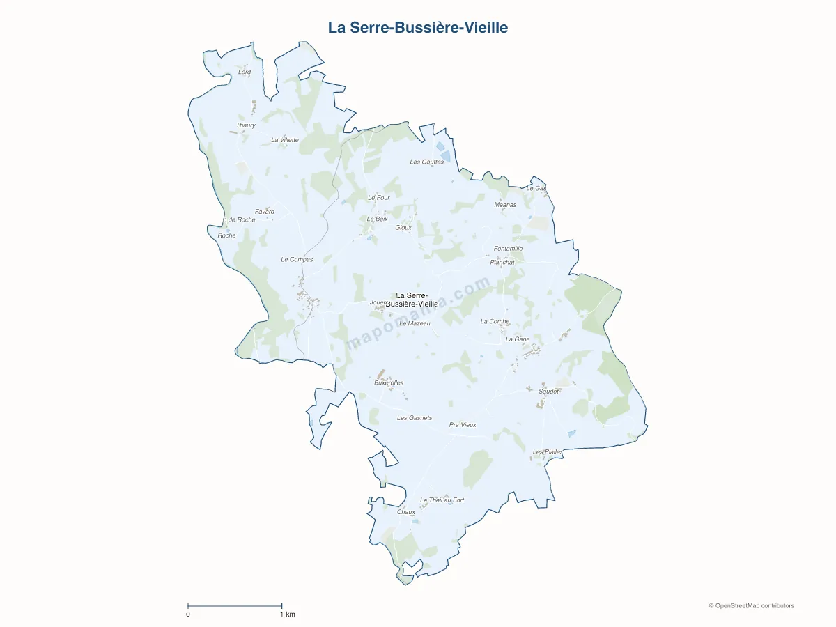 Carte de La Serre-Bussière-Vieille à personnaliser