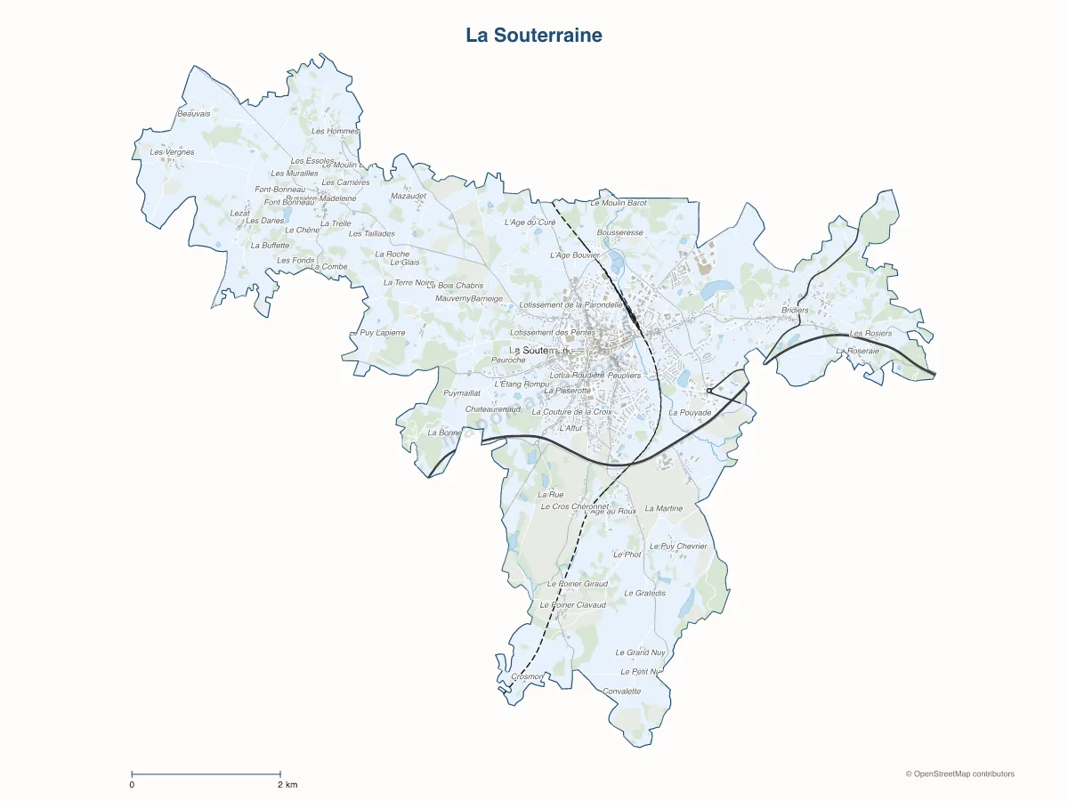 Carte de La Souterraine à personnaliser