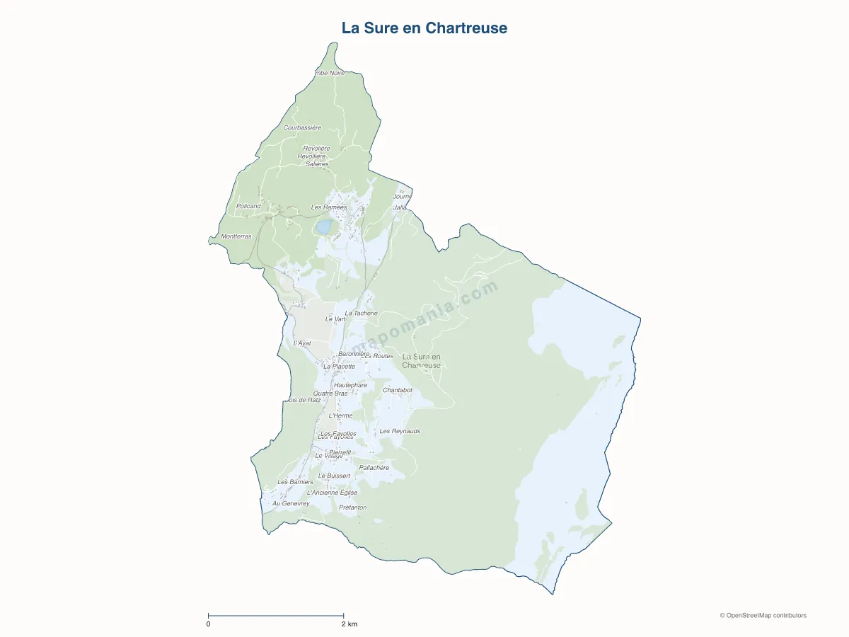 Carte de La Sure en Chartreuse à personnaliser