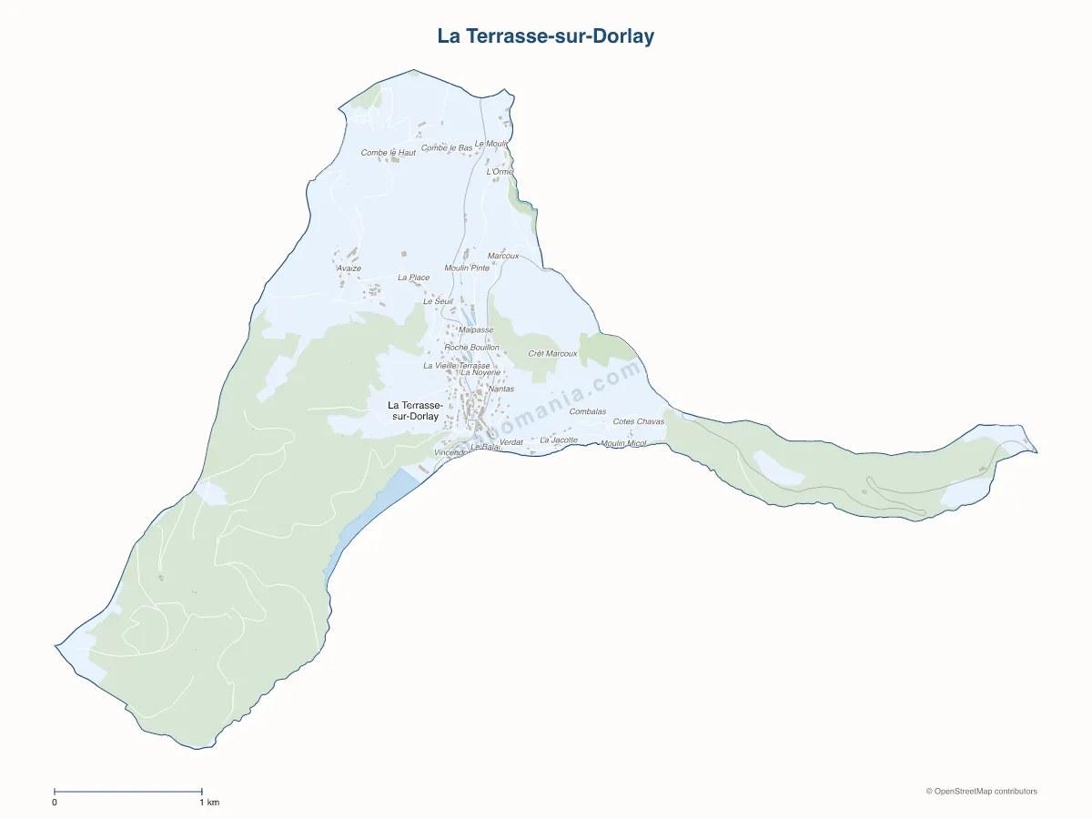 Carte de La Terrasse-sur-Dorlay à personnaliser