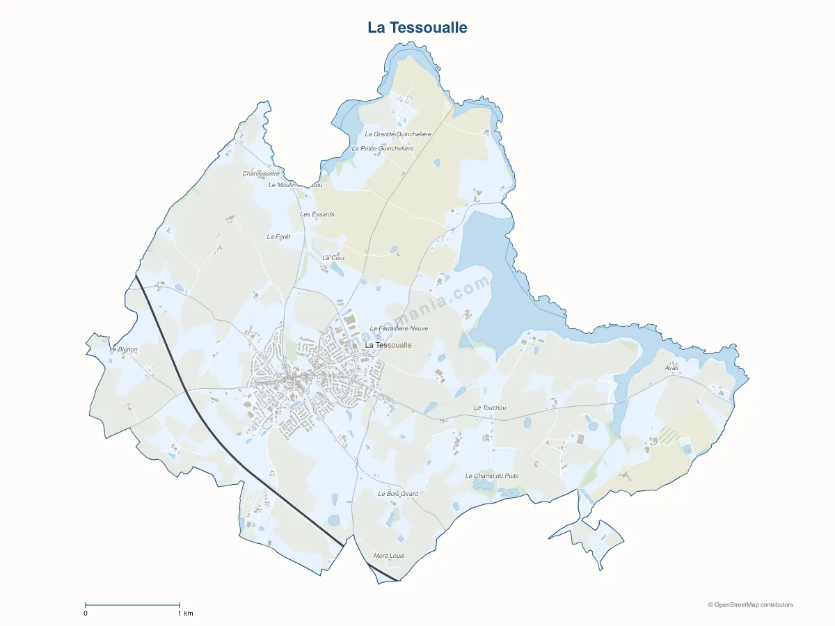 Carte de La Tessoualle à personnaliser