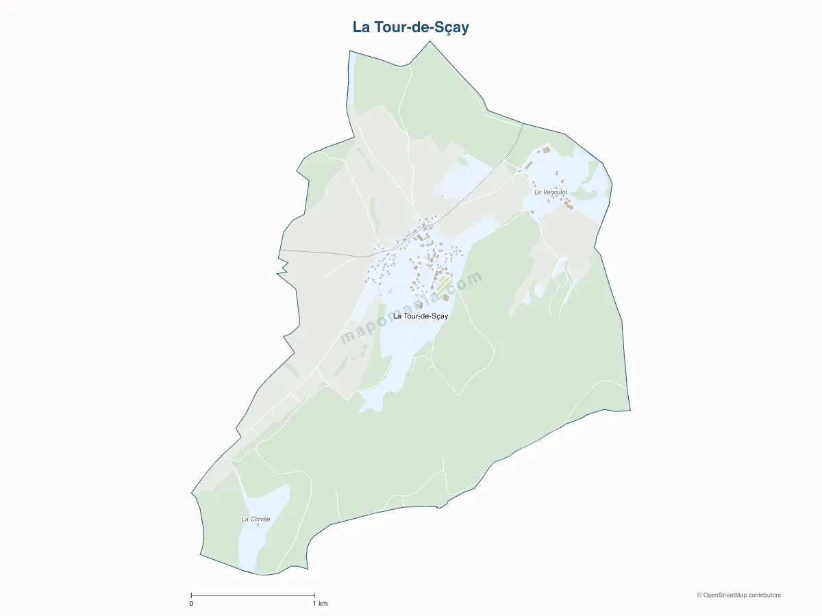 Carte de La Tour-de-Sçay à personnaliser