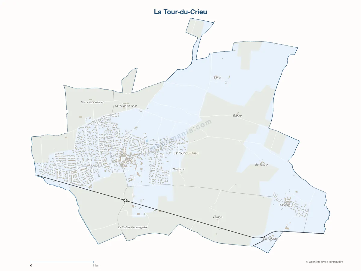 Carte de La Tour-du-Crieu à personnaliser