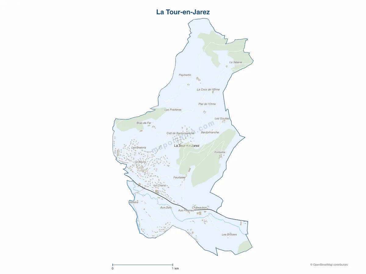 Carte de La Tour-en-Jarez à personnaliser