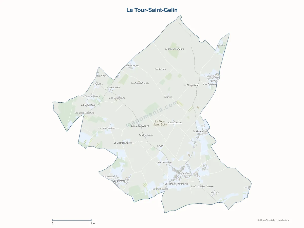 Carte de La Tour-Saint-Gelin à personnaliser
