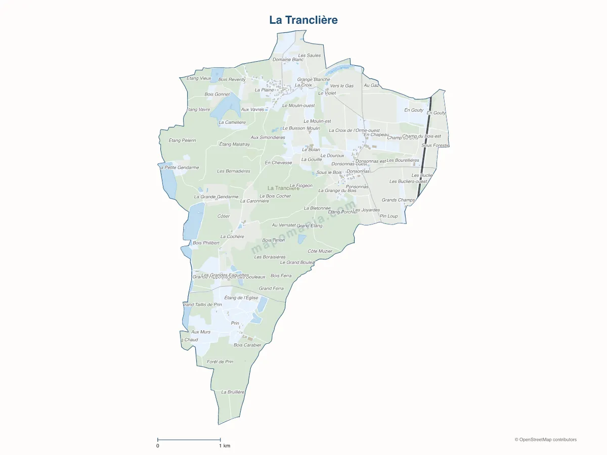 Carte de La Tranclière à personnaliser