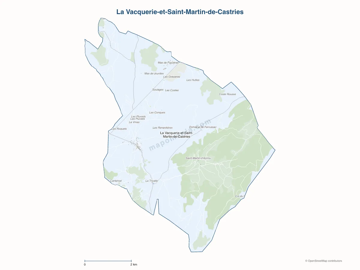 Carte de La Vacquerie-et-Saint-Martin-de-Castries à personnaliser