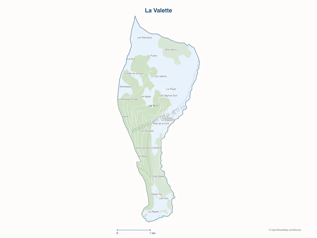 Carte de La Valette à personnaliser