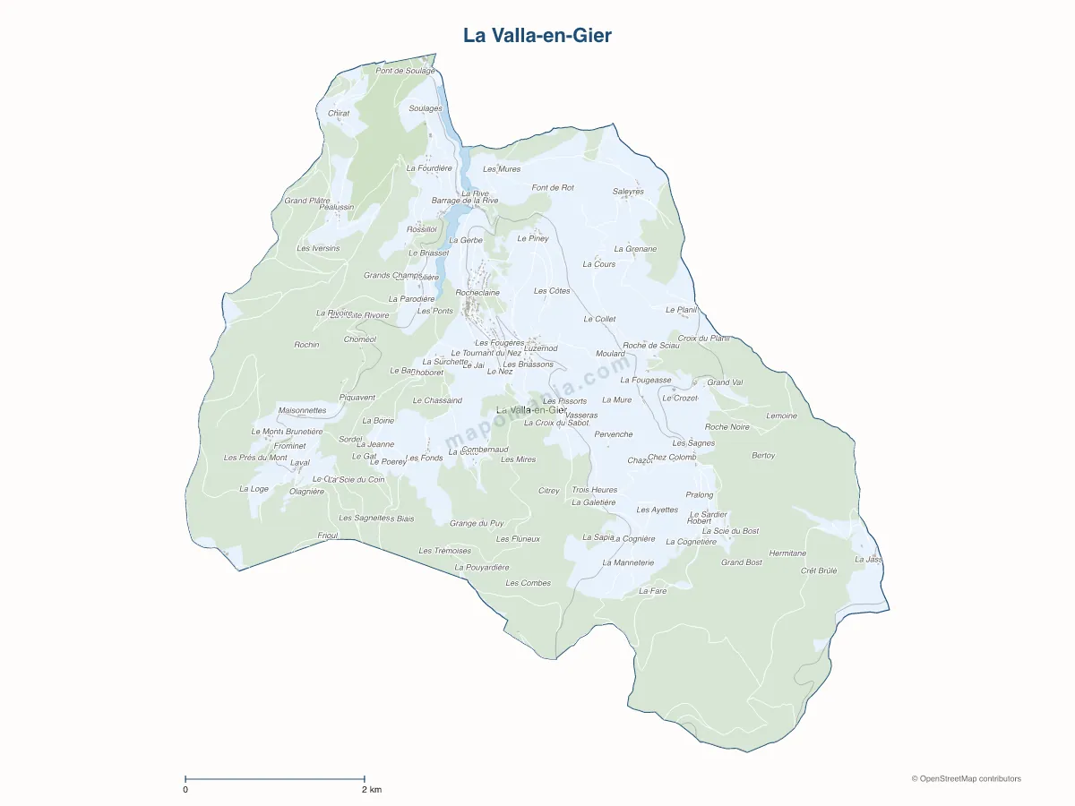 Carte de La Valla-en-Gier à personnaliser