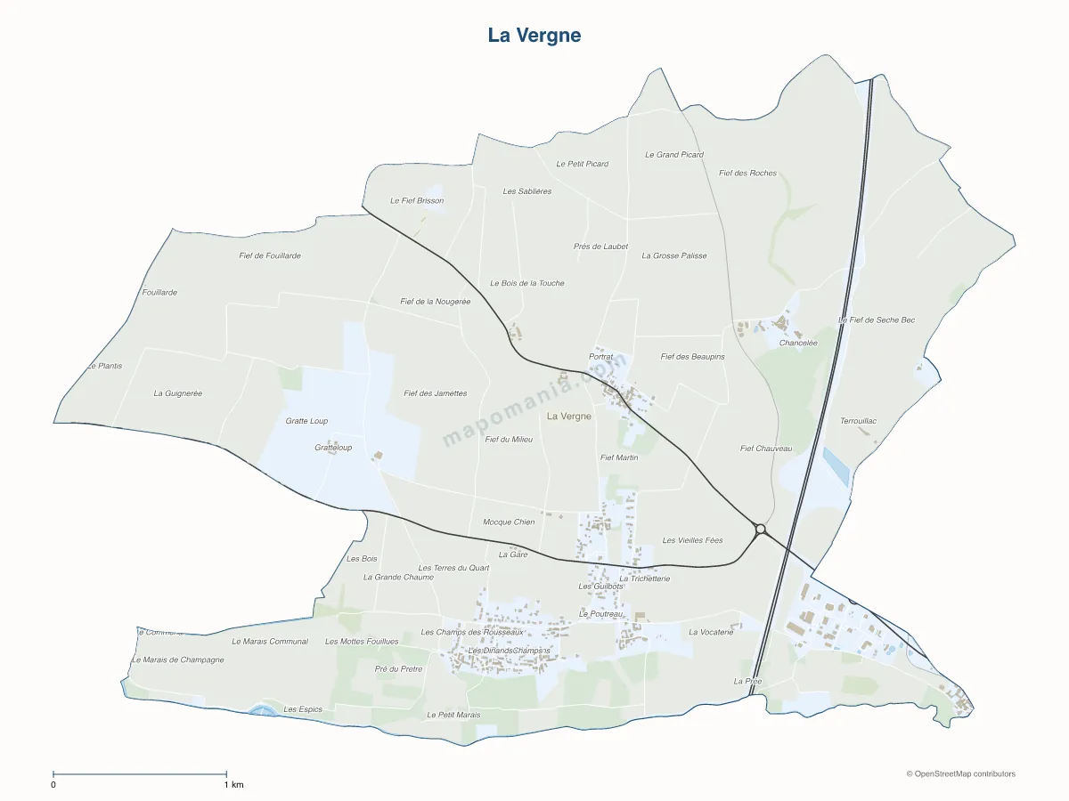 Carte de La Vergne à personnaliser