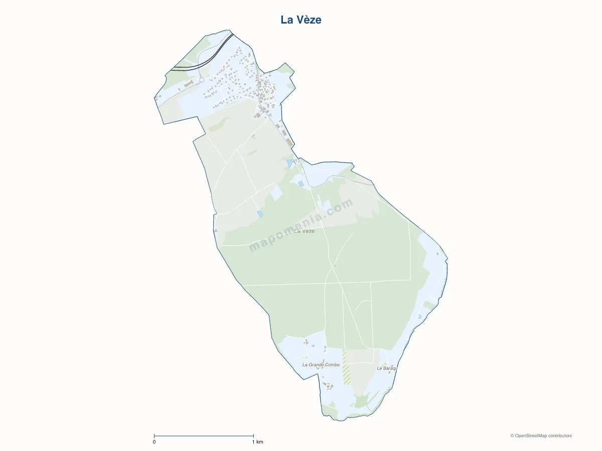 Carte de La Vèze à personnaliser