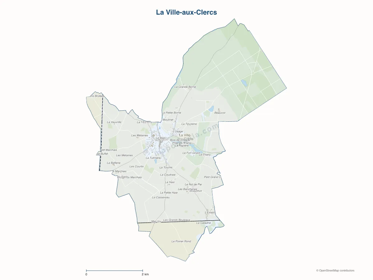 Carte de La Ville-aux-Clercs à personnaliser