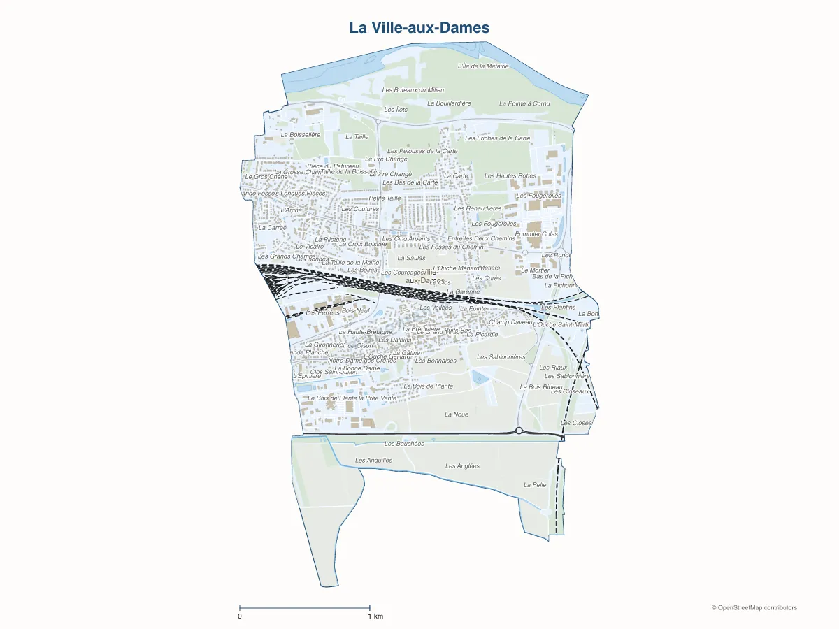 Carte de La Ville-aux-Dames à personnaliser