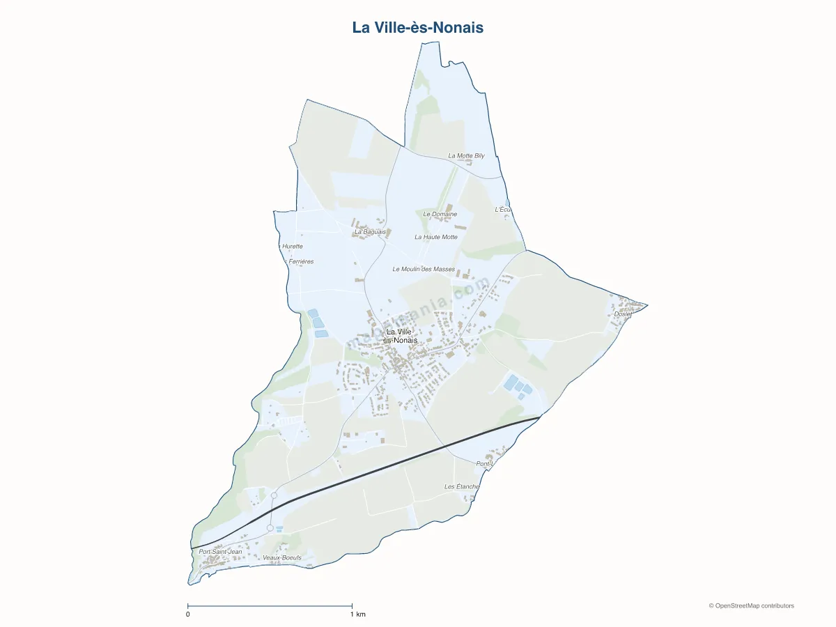 Carte de La Ville-ès-Nonais à personnaliser