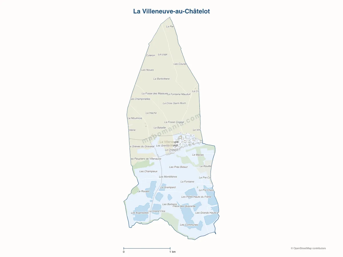 Carte de La Villeneuve-au-Châtelot à personnaliser