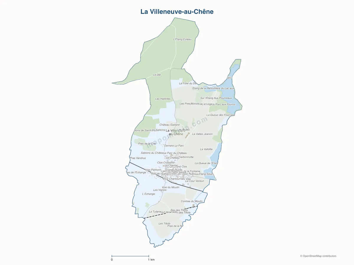 Carte de La Villeneuve-au-Chêne à personnaliser