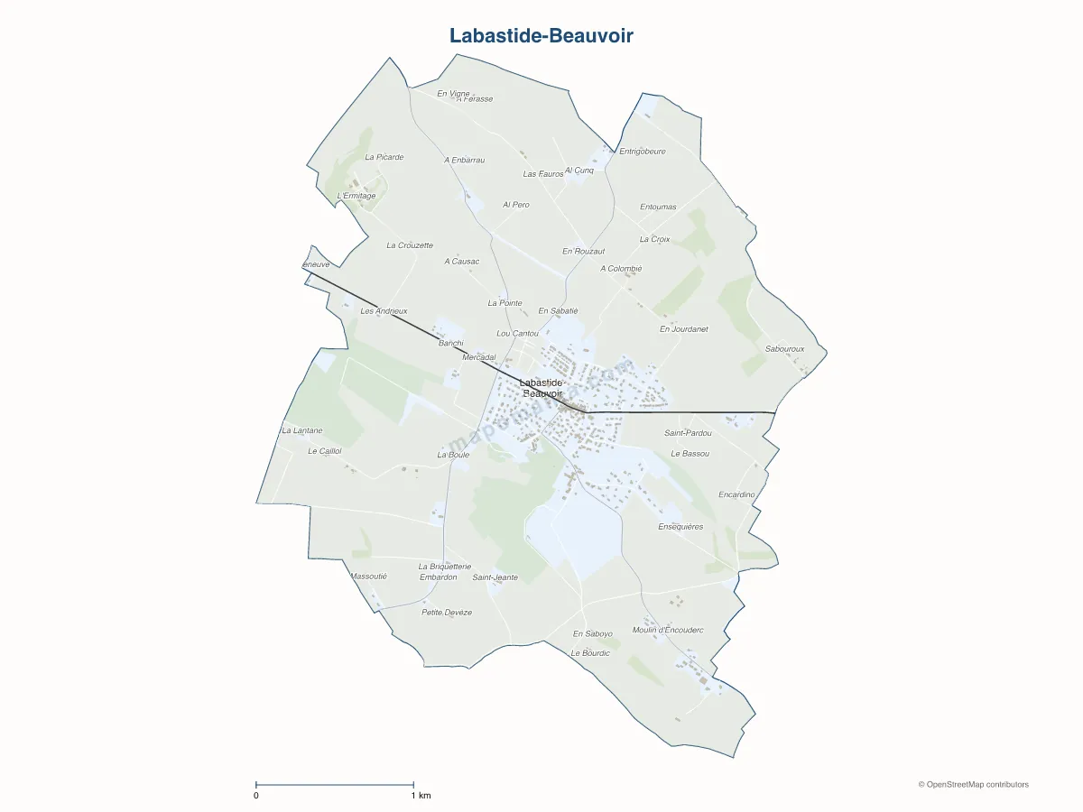 Carte de Labastide-Beauvoir à personnaliser