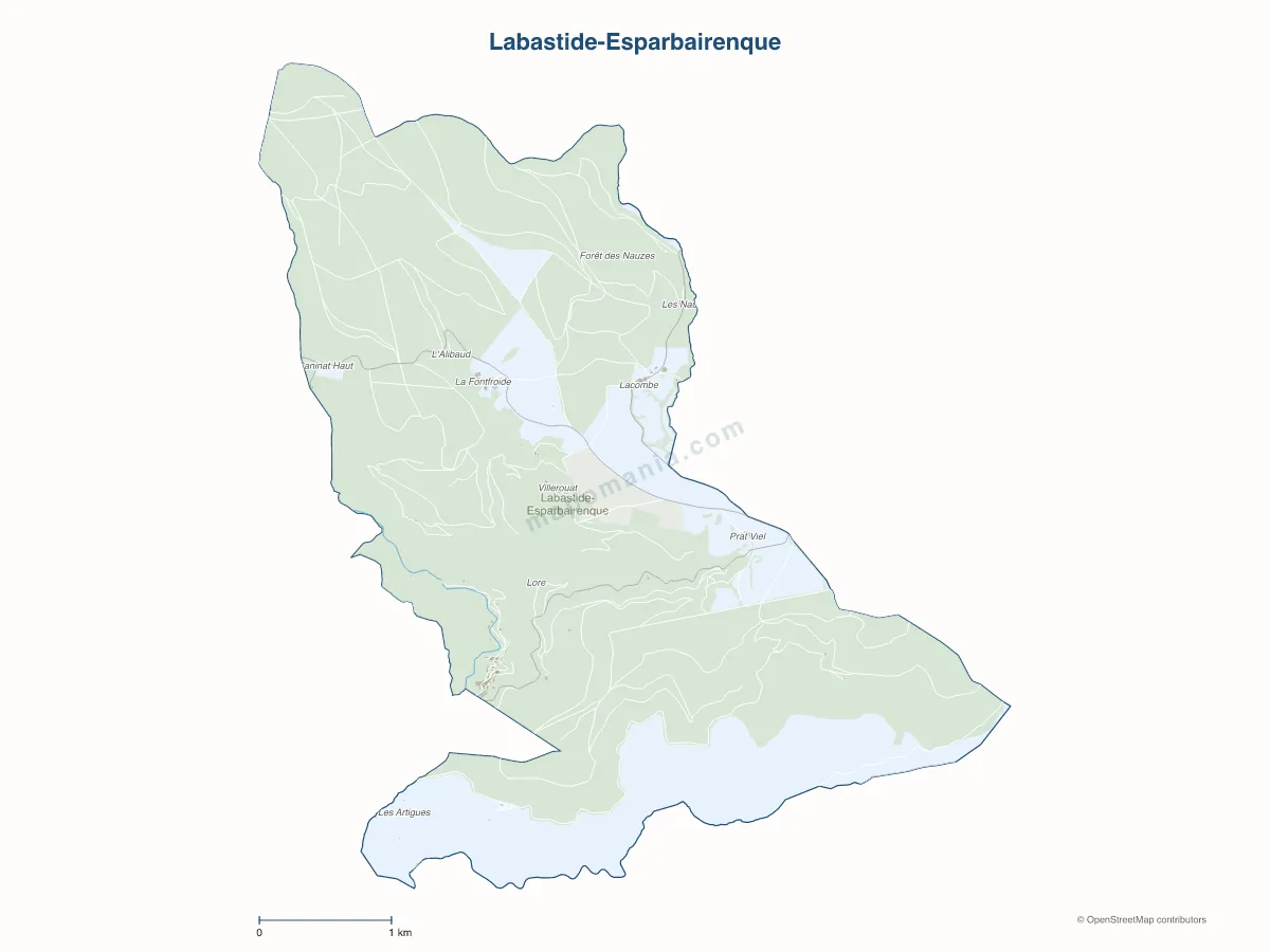 Carte de Labastide-Esparbairenque à personnaliser