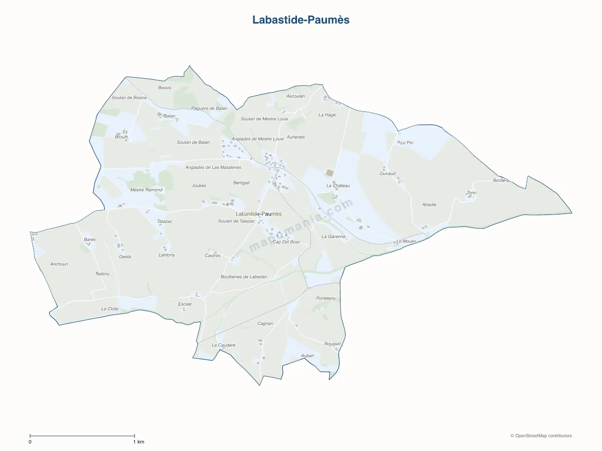Carte de Labastide-Paumès à personnaliser