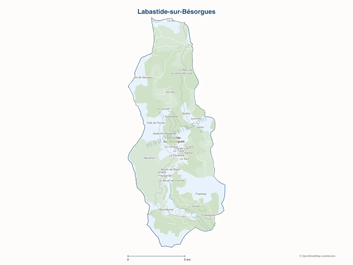 Carte de Labastide-sur-Bésorgues à personnaliser