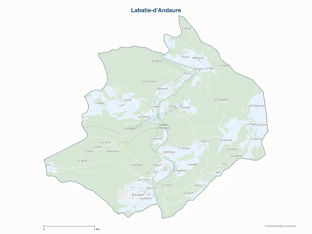 Carte de Labatie-d'Andaure à personnaliser