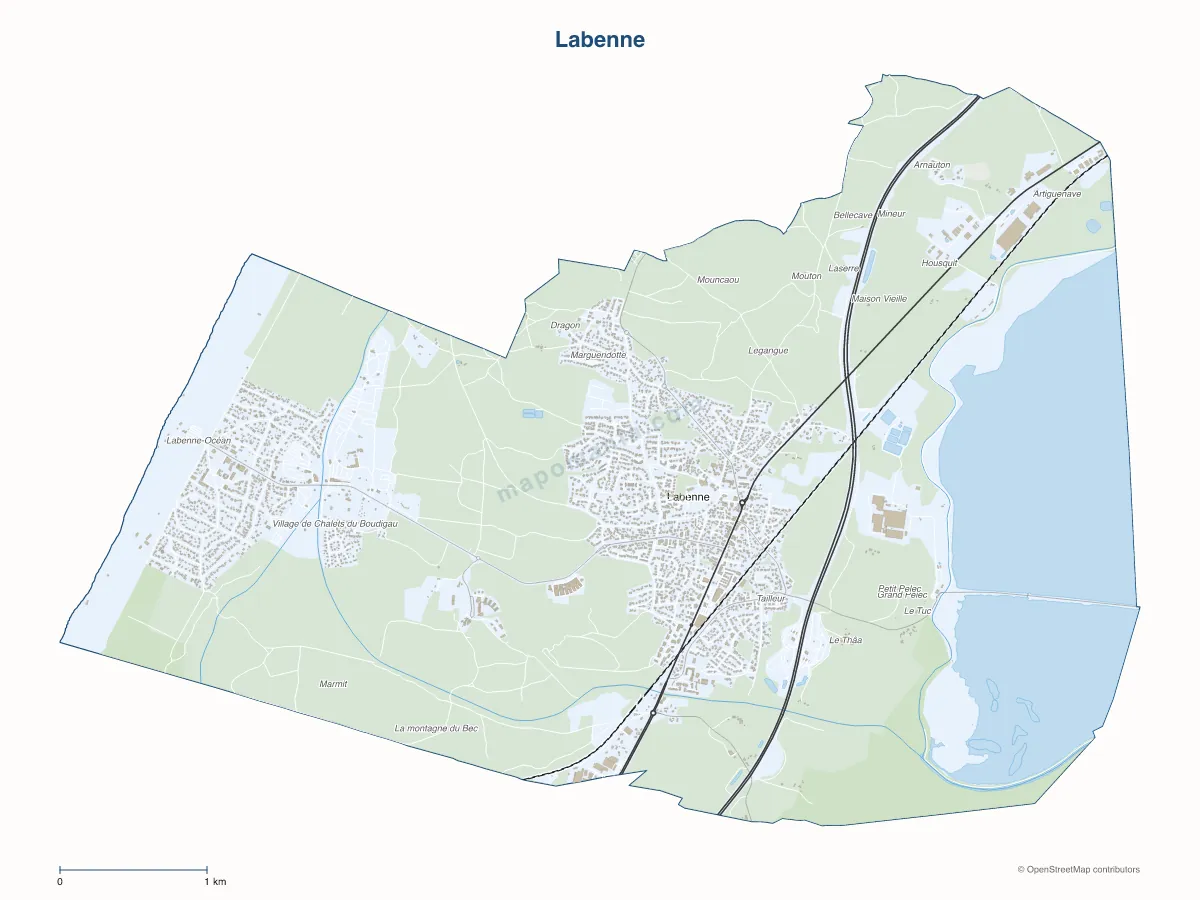 Carte de Labenne à personnaliser