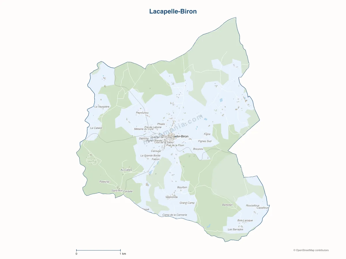 Carte de Lacapelle-Biron à personnaliser